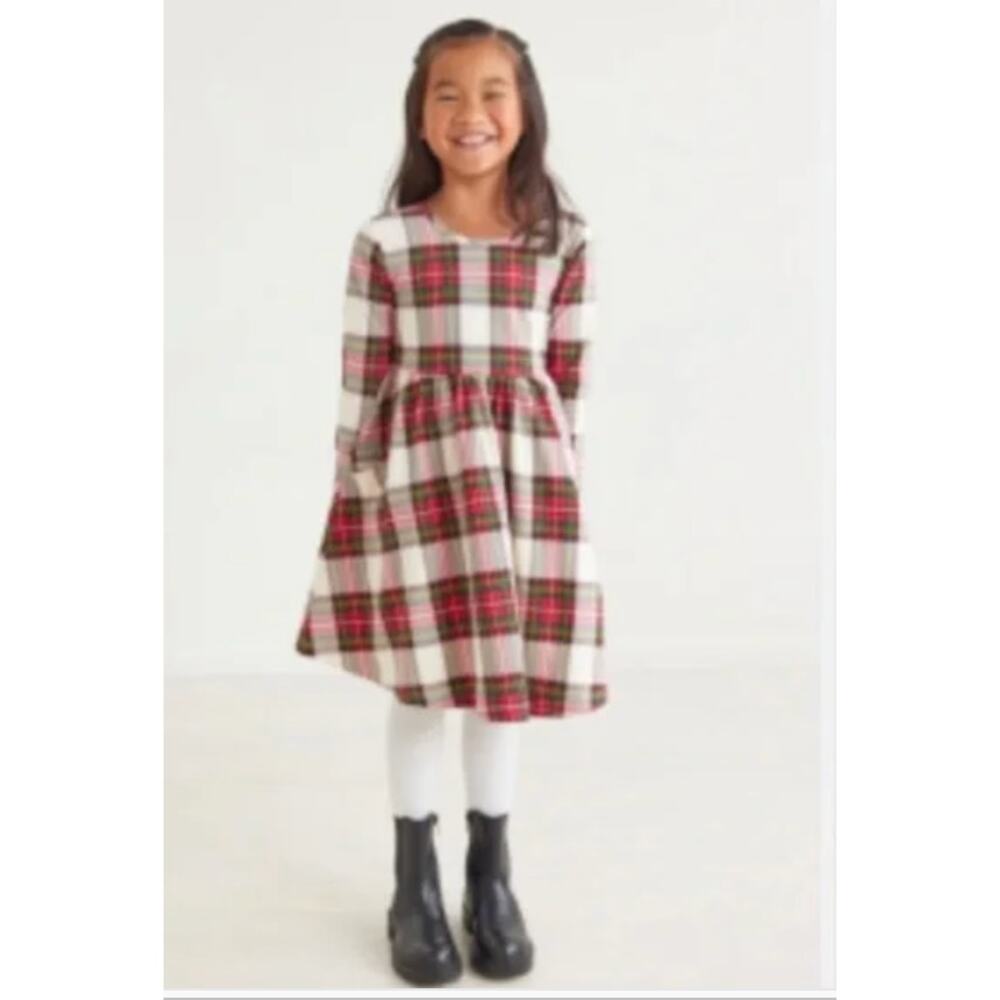 Hanna Andersson Red and White Plaid Kids Dress - Picture 1 of 11